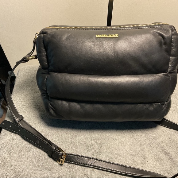 Marta Ponti Black Leather Crossbody Bag - Picture 1 of 11